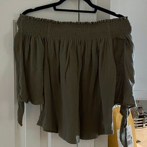 Army green off the shoulder top